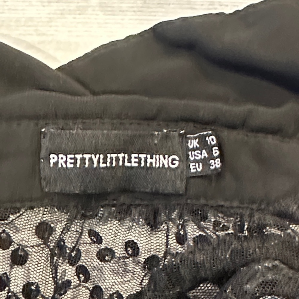 PrettyLittleThing Sz 6 Oversized Black Sequined Button Down Shirt - Picture 7 of 8